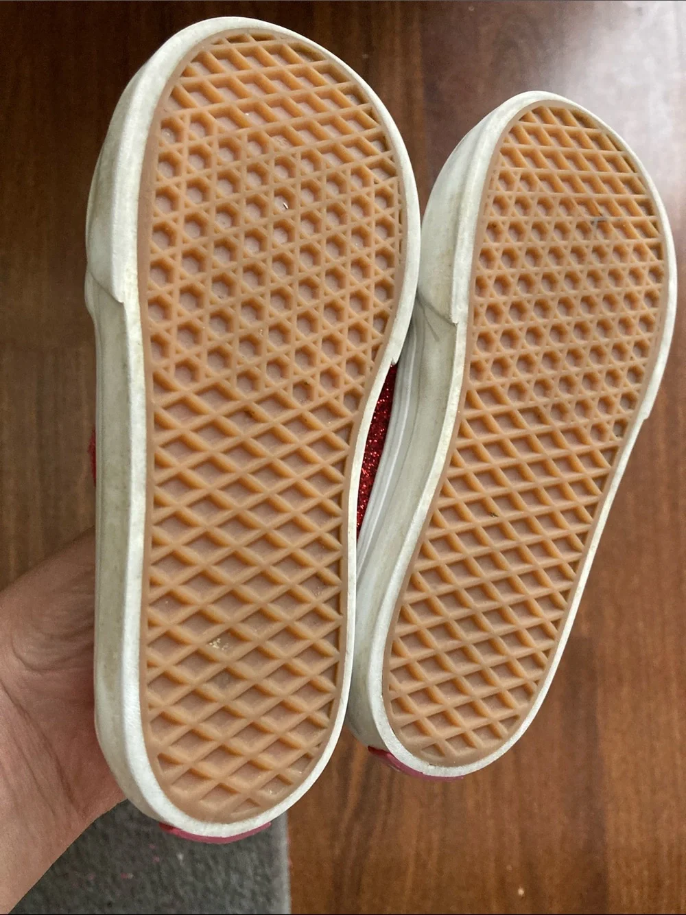 Vans Kids Red Glitter Mary Jane Buckle Shoes Sz 9